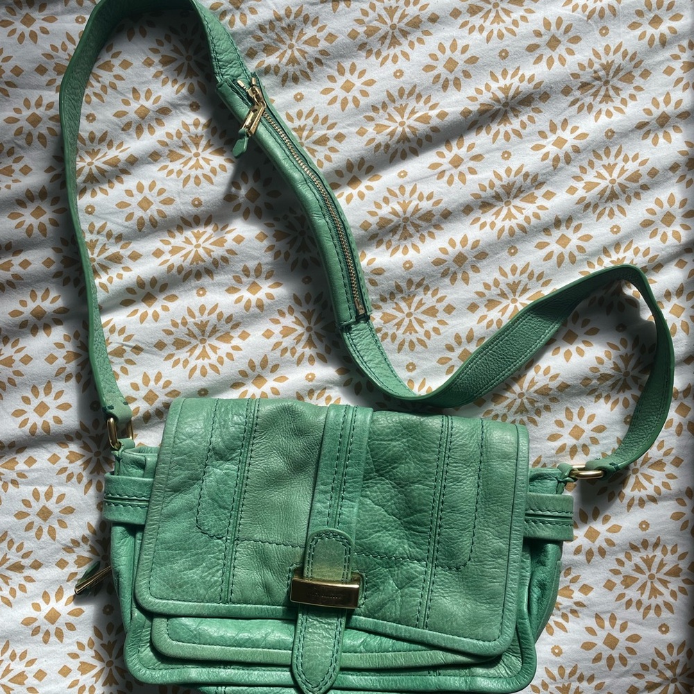 Juicy Couture vintage Green Leather Crossbody Bag with Gold Hardware